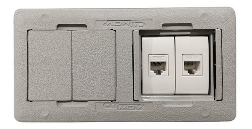 Imagem 3 de 6 de Painel De Mesa Montada Com 2 Tomadas, 2 Rj45 - Cor Cinza