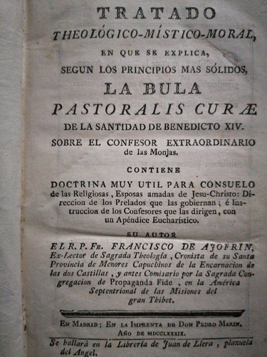  Libro Confeesor De Monjas 1789