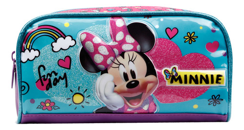 Estojo Simples Escolar Minnie Arco-iris Disney Xeryus 11436 Cor Rosa