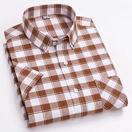 Camisas De Manga Corta Para Hombre Camisa De Algodón Oxford