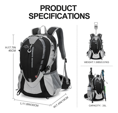 Inoxto Mochila Pequeña De Senderismo Con Bolsa De Agua De 2 L Y Cubierta Impermeable Para La Lluvia, Mochila De Hidratación De 25 L, Mochila De Senderismo, Mochila De Camping Para Viajes, Ciclismo