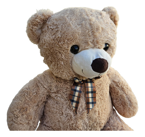 Peluche Oso Sentado Clásico Grande Con Moño 65cm Marrón Claro