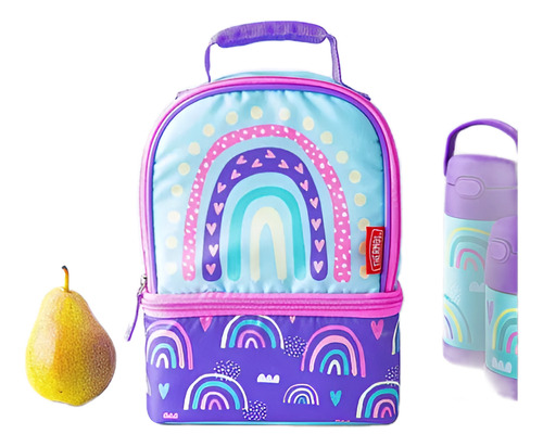 Bolsa térmica para niños Thermos con corazones de colores, color azul claro