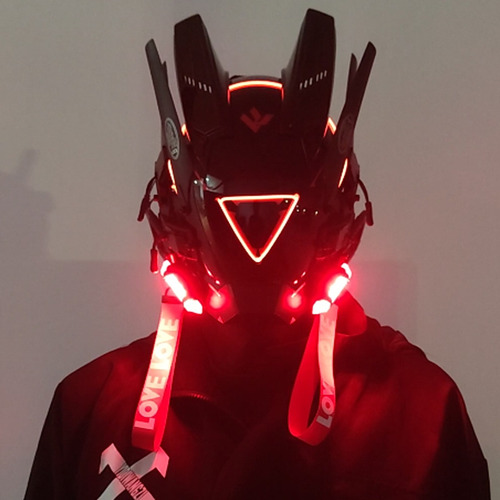 Cyberpunk Mask City Night Led Con Cierre En Forma De M, Colo
