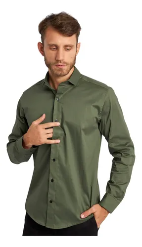Camisa verde sales militar hombre