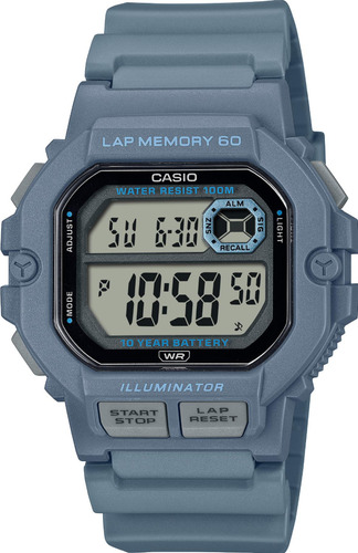 Reloj Casio Ws-1400h-2a Azul Acero Digital Fondo Ámbar Ws-1400h-2a