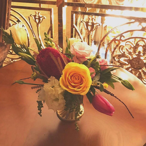 2 Arreglos Florales Florero Para Bodas Oficina Eventos Oro