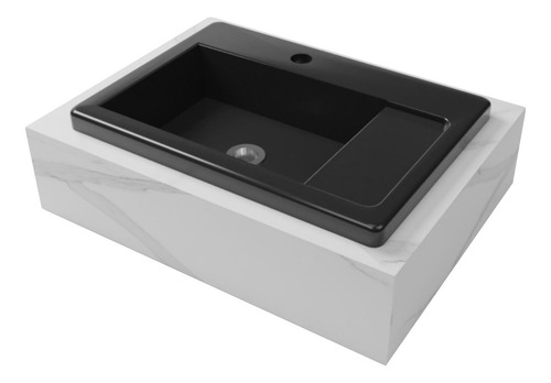 Bancada De Porcelanato Prime Calacata Com Cuba Preta 62x45