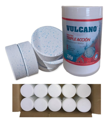 Cloro Triple Acción Vulcano Pote 1kg X 10 Und - Doctorpool