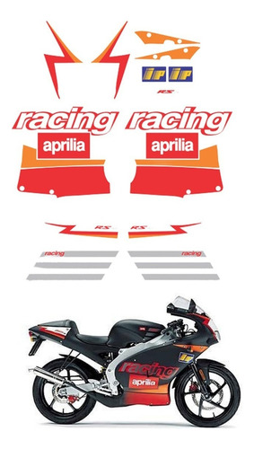 Kit Adesivo Para Aprilia Rs50 Racing 14836 Cor Vermelho/LARANJA