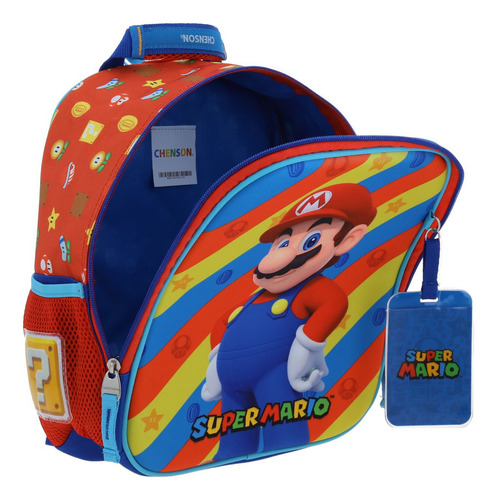 Mochila Chica Preescolar Chenson Super Mario Bros Drivuen Color Azul Diseño De La Tela Lisa