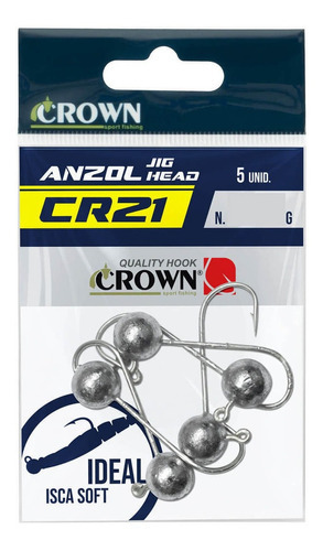 Anzol Jig Head Crown Cr21 Nº1 #1 5g Com 5 Unidades