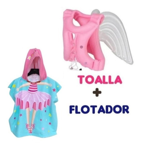 Toalla Con Capucha Niño Flotador Chaleco Salvavida Inflable 