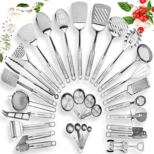 Small Foot Set De Utensilios De Cocina De Juguete Con Accesorios De Metal – Juego De Rol Para Niños A Partir De 3 Años, Incluye Ollas, Sartén Y Espátula, Multicolor
