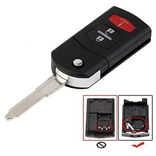 Mjkey Nuevo 3 Botones Remoto Flip Key Case Shell Chain Fob P