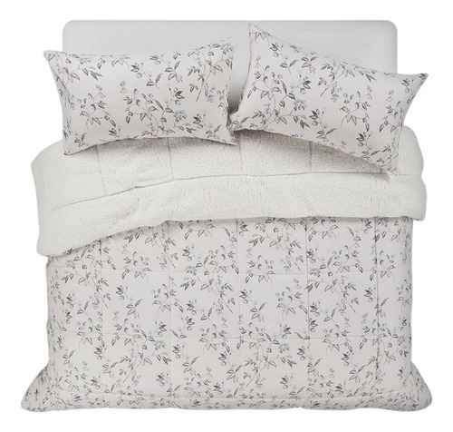 Plumón Cama Rosen Freya Sherpa King Gris/azul