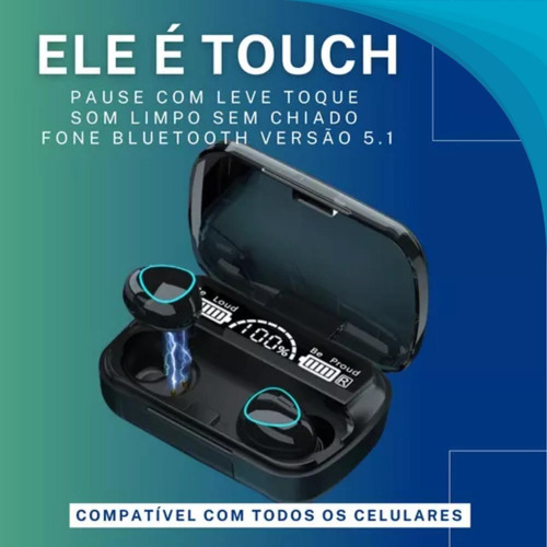Headset Bt Sem Fio 5.1 Digital Microfone Resistente Celular