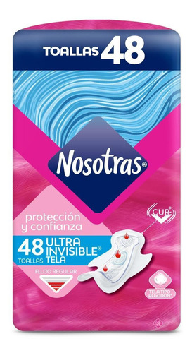 Toallas Higiénicas Nosotras Natural Ultrainvisible Tela X 48