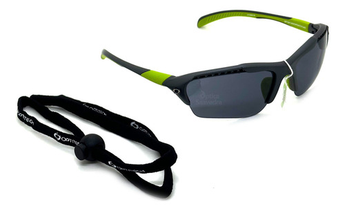 Anteojo Sol Optitech Casiopeia Op154 Intercambiable Running Armazón Gris Oscur + Verde - Lentes Negro + Amarillo C3