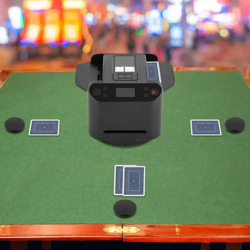 Barajador Y Repartidor Automático De Cartas, Máquina Eléctrica Portátil para Repartir Cartas, Programable, para 1-2 Barajas, Soporte Giratorio De 180° Y 360°, para 8 Jugadores, para Póquer, Black Barajador Y Repartidor Automático De Cartas, Máquina Eléctrica Portátil para Repartir Cartas, Programable, para 1-2 Barajas, Soporte Giratorio De 180° Y 360°, para 8 Jugadores, para Póquer, Black