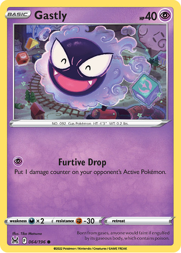 Gastly 64/196 Pokemon Card Lost Origin Sword & Shield