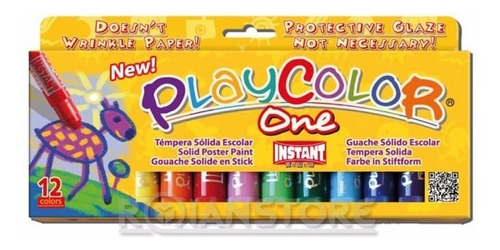 Tempera Sólida Escolar 12 Colores 10 Gr Instant