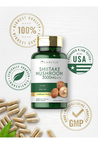 Carlyle Extracto Shiitake 3000mg 200 Cápsulas Sin Ogm