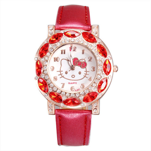 Reloj Digital Rojo Rosado Para Mujer, Estilo Caricatura