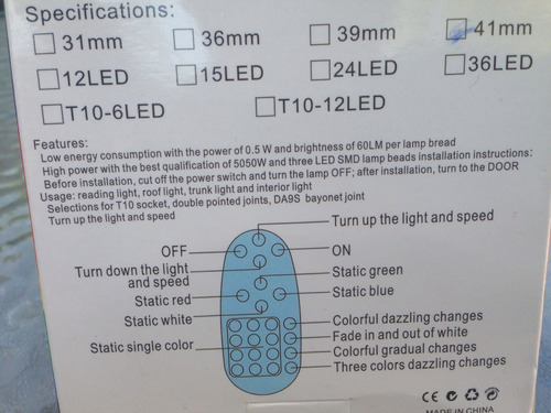 Ampolletas Led Rgb C5w Multicolor Techo