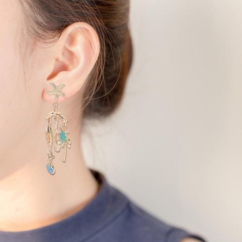 1 Par De Pendientes Boho Beach: Cocoteros, Palmeras Y Peces,