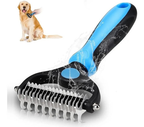 Cepillo Deslanador Perro Gato Peine Mascotas Grande Azul Color Azul claro