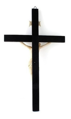 Imagem 3 de 3 de Crucifixo Para Parede Madeira Imagem De Resina 60cm