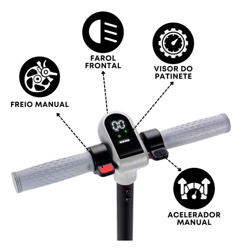 Patinete Elétrico Infantil Portátil Bluetooth Led Motor 110w