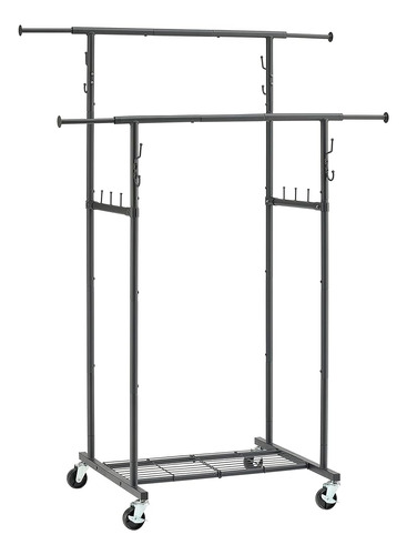 Gewudraw Double Rod Garment Rack, Heavy Duty Clothes Rack, M