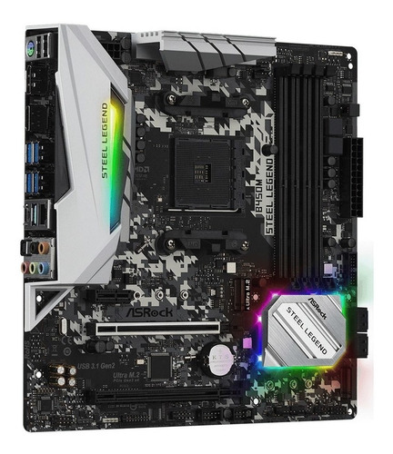 Placa Mãe Asrock B450m Steel Legend Chipset B450 Am4 Ddr4