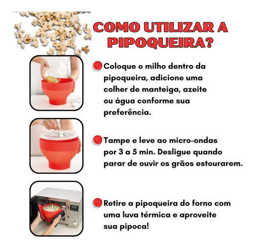 Pipoqueira Micro-ondas Em Silicone Prático Balde De Pipoca