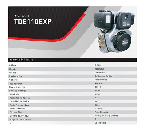 Motor Diesel 10,5hp Partida Electrica 418cc 3600rpm/induhaus