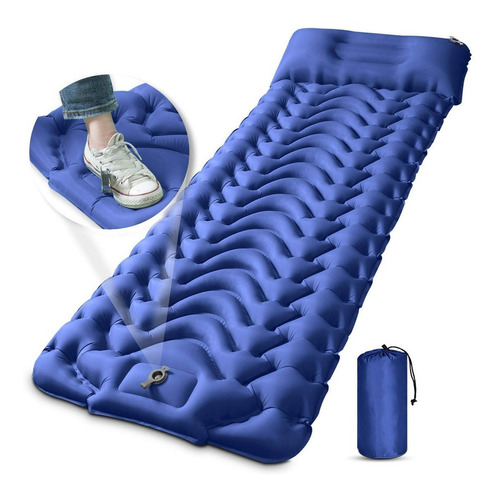 Colchoneta Inflable Dormir Acampar Ultraligera Inflado Facil