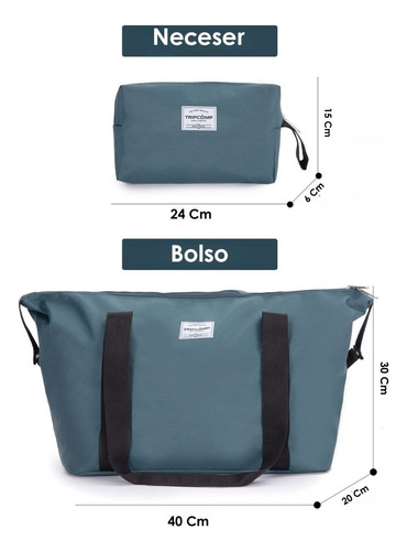 Set De Equipaje 3 Piezas Maleta, Bolso Y Neceser Verde Oscuro Lisa