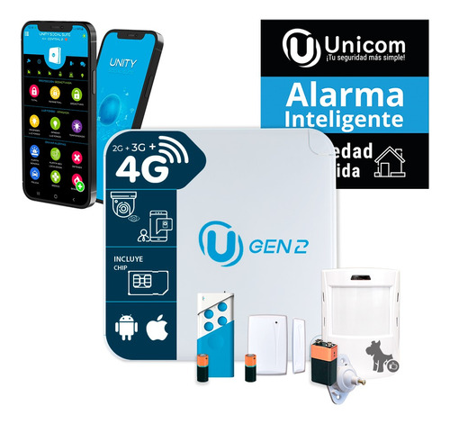 Kit Alarma Domiciliaria Casa Unicom Eco 4g Inalámbrico Datos