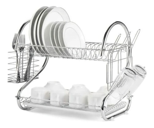 Secador Platos Escurridor Vajilla 2 Niveles Acero Inoxidable