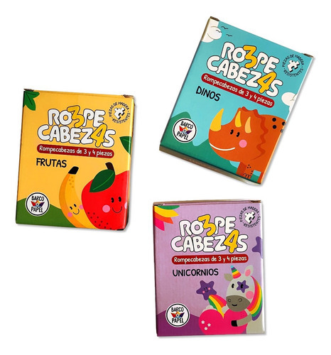Rompecabezas D Madera Frutas 3/4 Pz Didáctico Barco De Papel