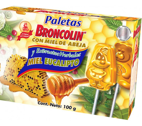 Broncolin Paletas Miel Eucalipto 10 Piezas