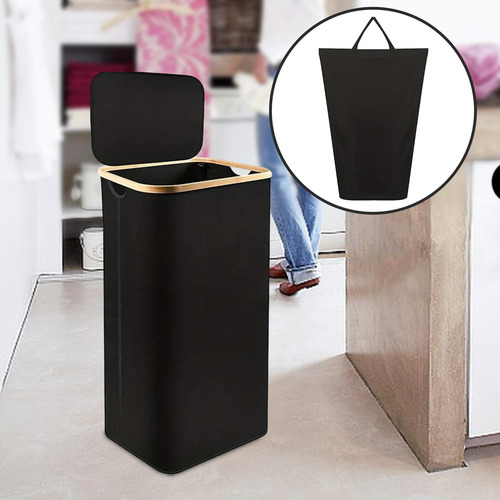 Cesta Elegante Para Almacenamiento De Ropa Sucia Con Negro