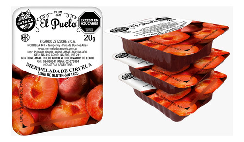 Mermelada Individual El Puelo Ciruela Caja X 120u De 20g C/u
