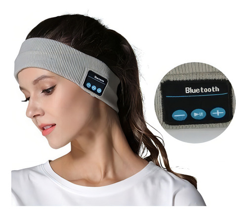 Gorro Fone Faixa Bluetooth Sem Fio Wireless Headphone Música Cor Cinza-escuro