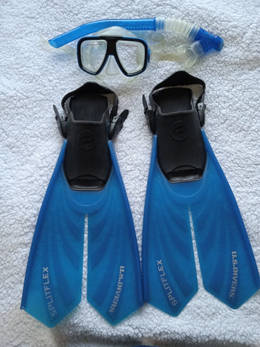 Equipo Snorkel Us Divers Aletas Split Flex  Visor Snorkel