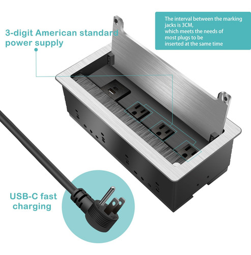 Enchufe Escritorio Placa De Contactos Y Puerto Usb Plegable