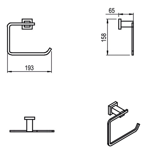 Imagen 3 de 5 de Toallero Aro Hidromet Geometry Black Accesorio Baño Negro