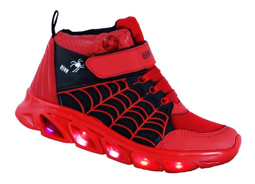 Tenis Bota Niño Araña Led Luces Spider Escolar Botin Velcro